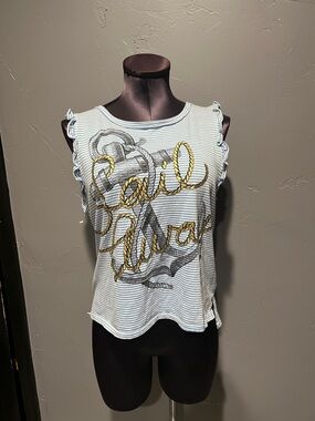 Forever 21 blue/white striped “sail away” top